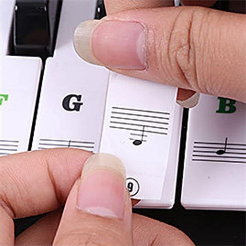 Pokinge Removable Piano Keyboard Stickers, Transparent White Keys Srcikers for 88/61/54/49Keys Multicolor Piano Notes Guide for Piano Beginners(Black&White) - Image 5